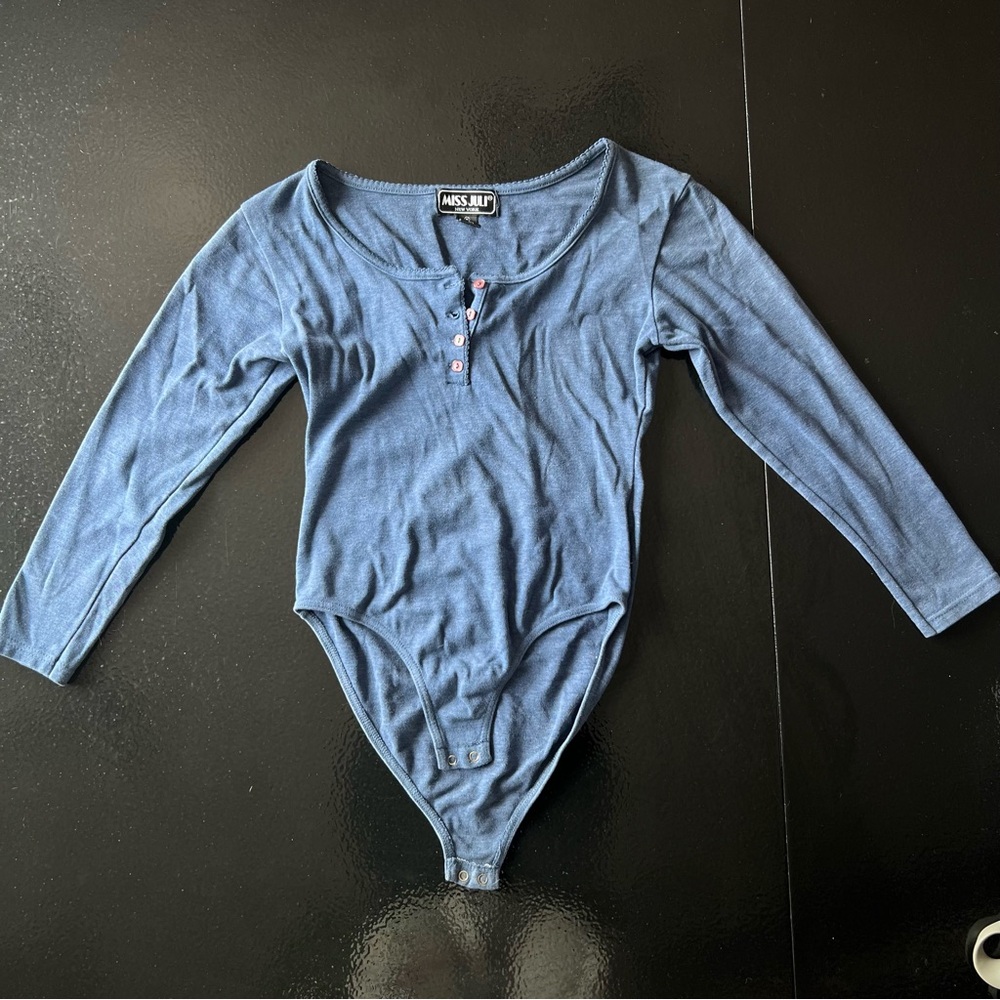 Moss & Ivy Long-Sleeve Blue Kids One-Piece Bodysuit